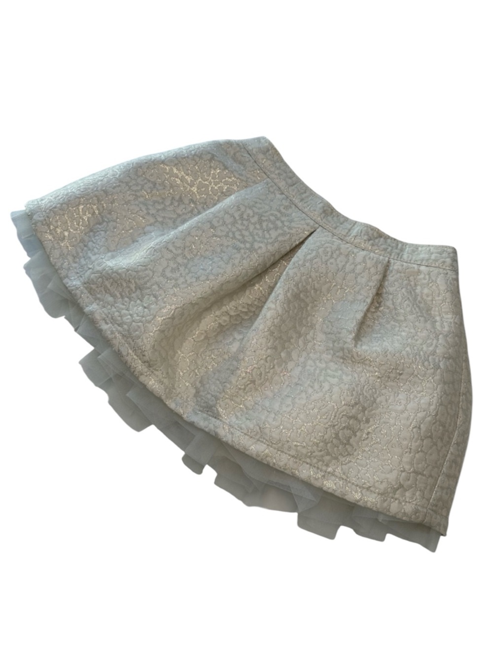 Gymboree Skirt Jacquard Pleated Tulle Shimmer Champagne Cream NWOT Girls Size 4T